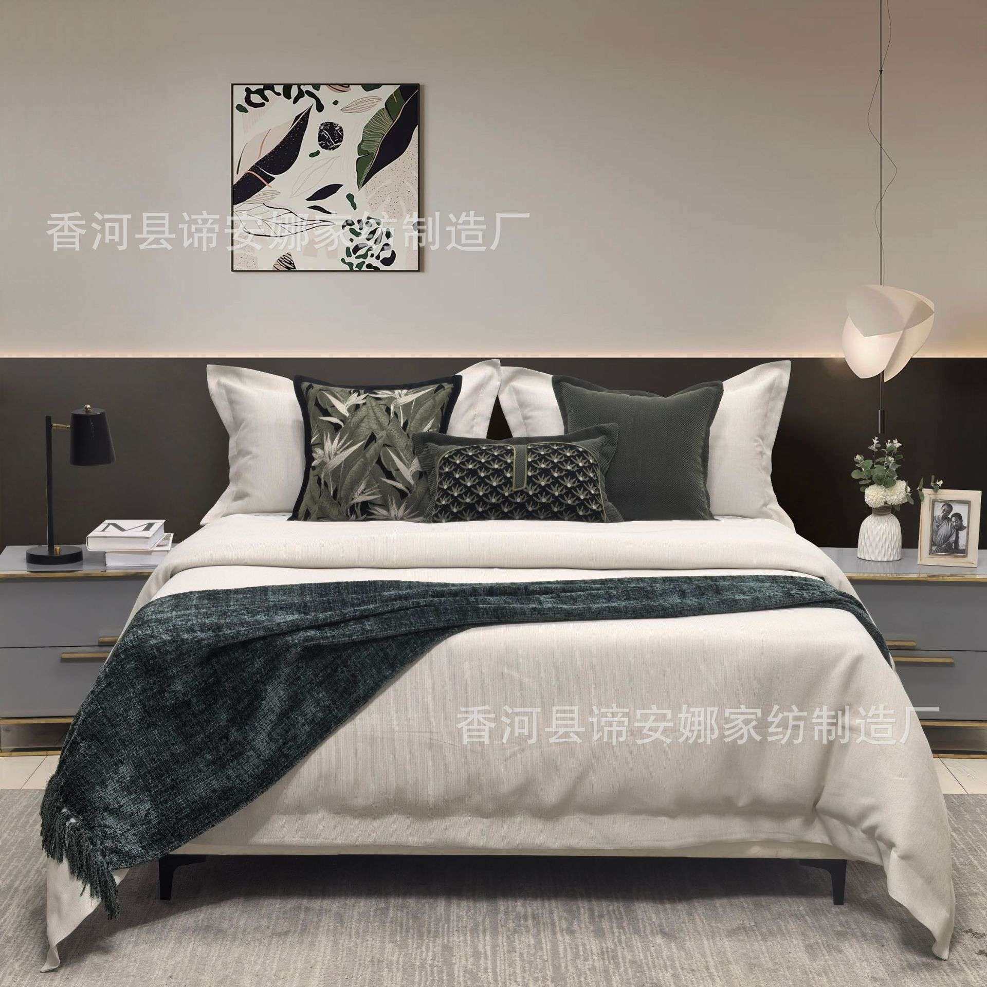 家纺展示样品床家具展厅配套床品 后现代轻奢样板间 软装床上用品