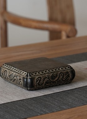 茶桌摆件底座烧水壶承天然石隔B热茶盘中式复古石雕茶托茶道配件