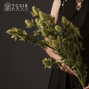 仿真花蓟花室内客厅假花电视柜高瓶插花餐桌茶几T桌面花艺装饰摆