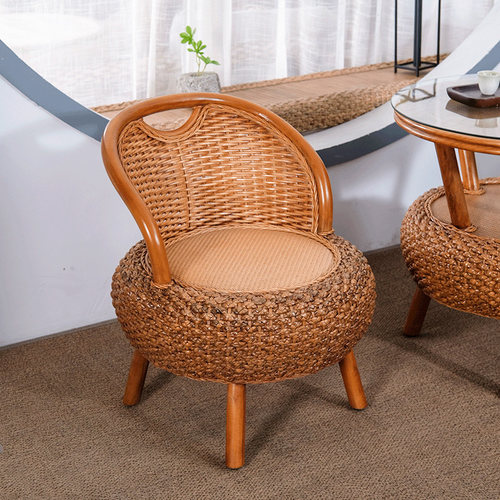 家成靠编椅藤背织懒人沙发客厅阳台榻榻米桌用人坐休闲网红小椅子
