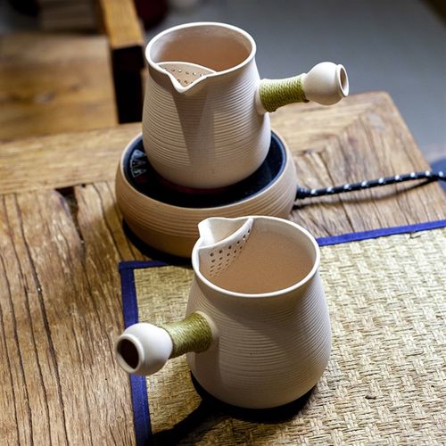 侧把煮茶壶隔茶一体白泥电陶炉套装家用养生泡花茶白茶壶月牙公杯
