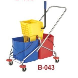 双桶榨水车 涮洗拖把桶酒店工厂60L手推拖把车 043侧压式 超洁亮B