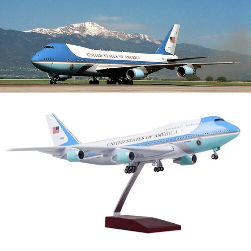 比例1:150波音747客机47cm空军一号仿真飞机模型成品带轮带灯