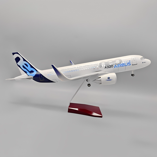 47cm空客A320原型机带LED声控灯光起落架树脂模型民航客机摆件