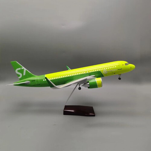47CM带灯A320西伯利亚S7客机模型树脂实心模型飞机收藏爱好者礼物