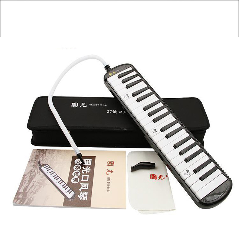国光牌口风琴37键32键学生初学入门儿童口风琴教学演奏黑色硬包