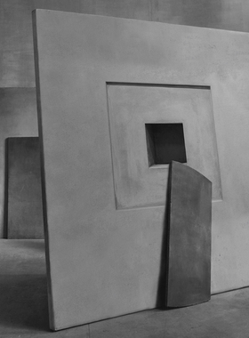 超大尺寸灰色水泥风格定制横竖落地画工业风挂画样板房玄关装饰画