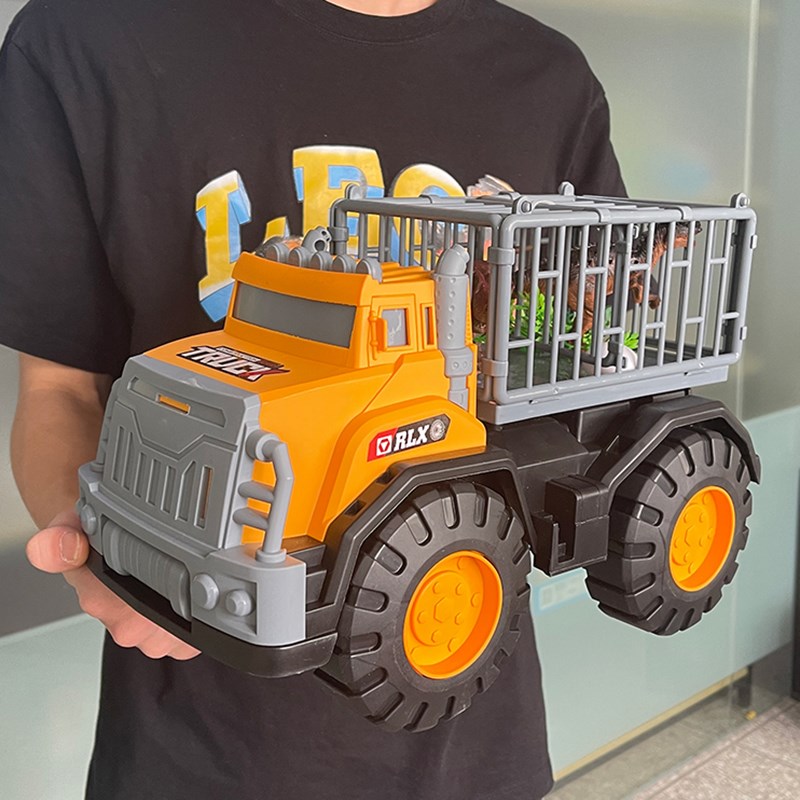 儿童工程车玩具滑行动物运输卡车模型软胶动物男女孩3岁4益智玩具