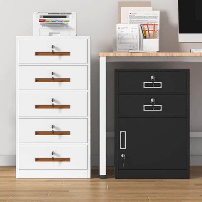 文件柜矮柜桌边铁皮办公室收纳带锁小柜子资料档案小型工具储物柜