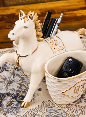 进门口玄关创意钥匙收纳盒陶瓷桌面置物架客厅欧式酒柜装饰品摆件