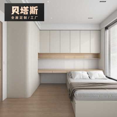 杭州全屋定制衣柜书桌一体化木恪柜门F4/ENF实木多层柜子定做厂家