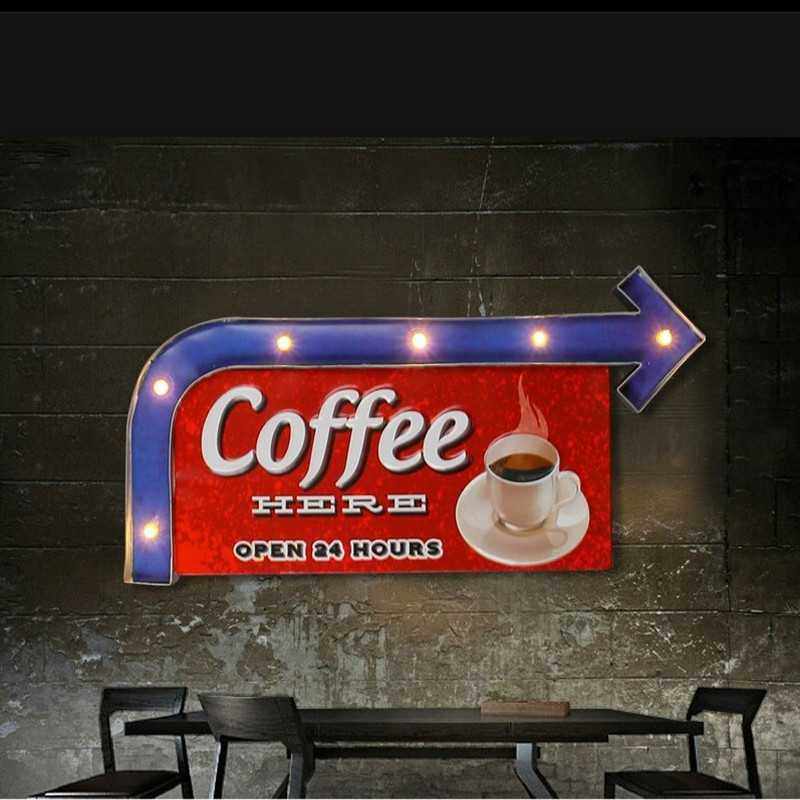 loft美式复古铁艺壁饰LED灯墙饰咖啡店酒吧家居个性装饰FML