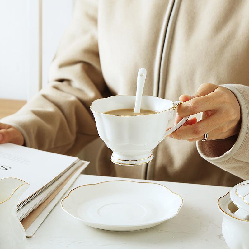 欧式咖啡杯碟陶瓷套装小奢华描金创意下午茶具骨瓷茶杯家用带无