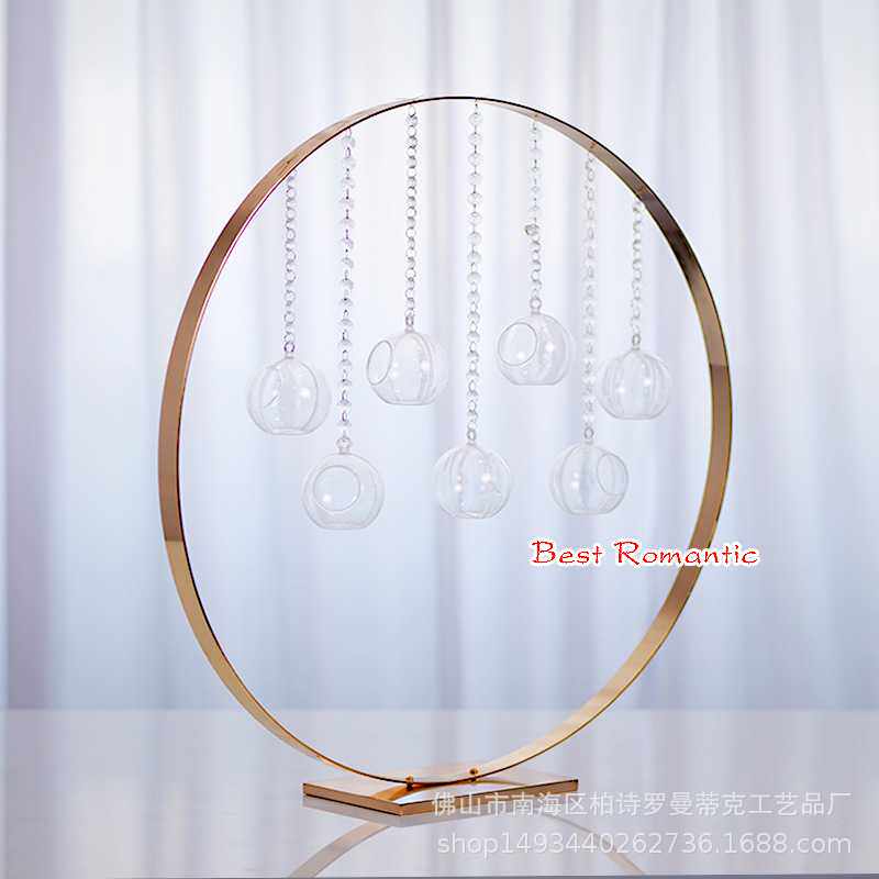 新款婚庆道具电镀铁架铁艺舞台装饰布置婚庆路引摆件珠帘吊球铁架