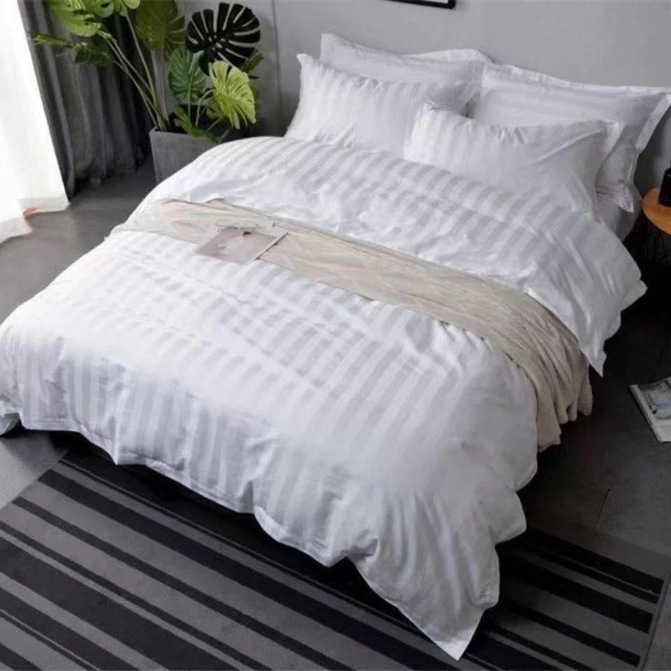 厂家酒店纯白色四件套加厚宾馆床单枕套三件套布草酒店床直销