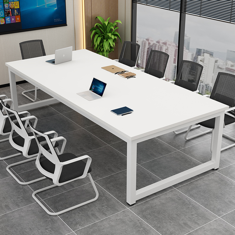 白色会议桌长条方形办公桌椅组合简约职员培训桌工作台会客大桌子
