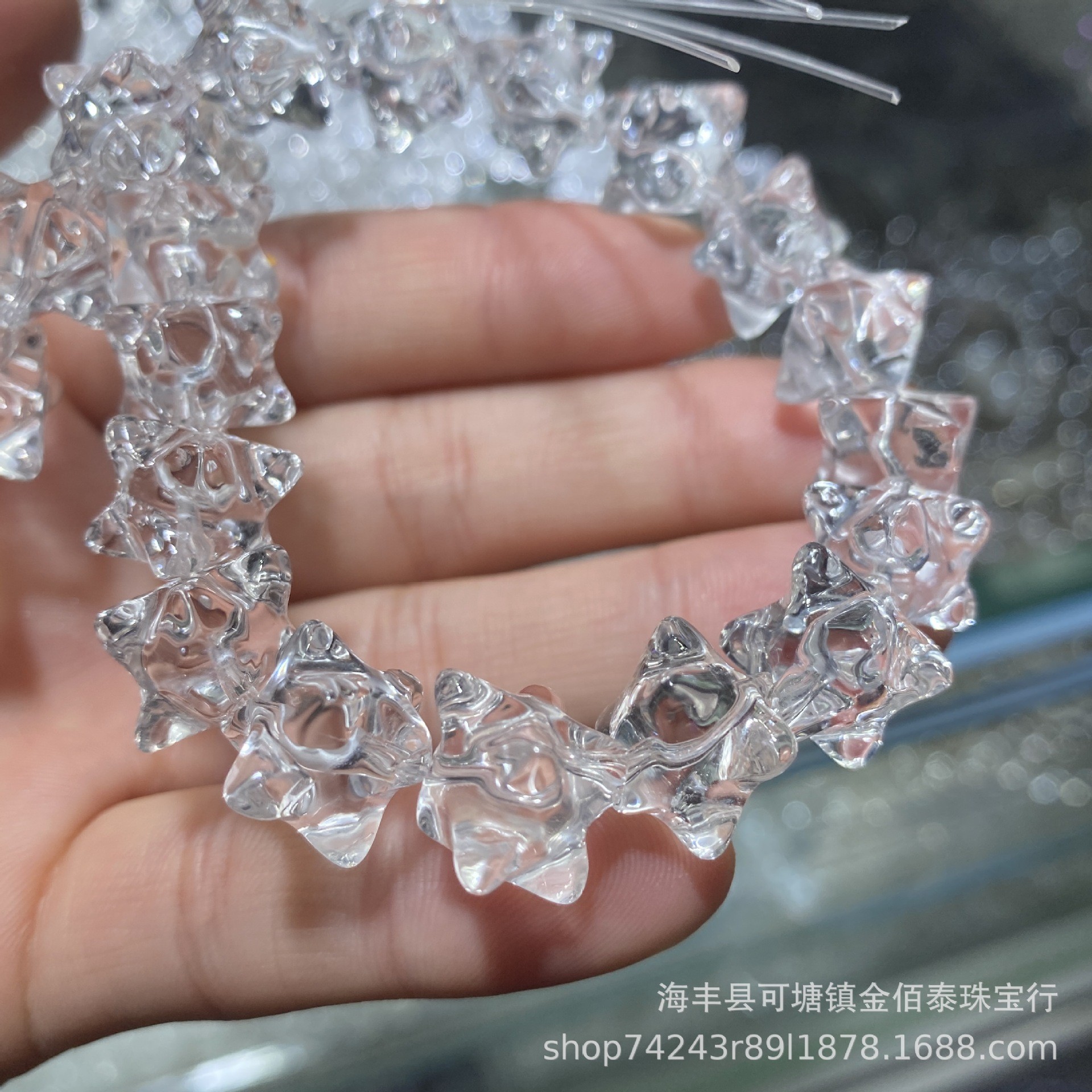 天然白水晶梅尔卡巴长链双A级别 随形白水晶散珠素串配饰厂家直销