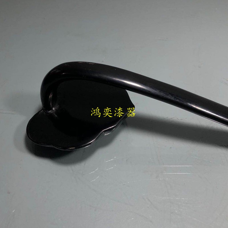 大漆如意摆件木质纯黑色 老树漆器传统工艺 家装饰品漆器工艺展品