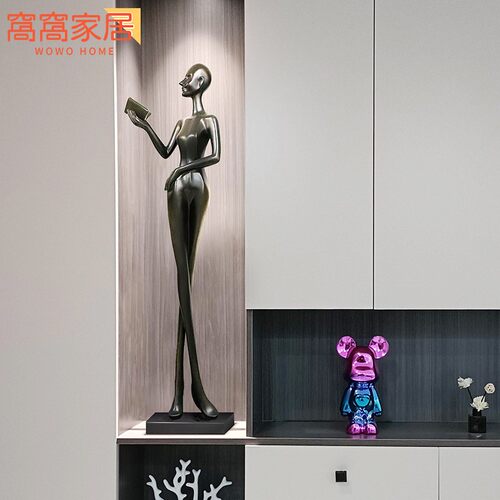 北欧艺术人物雕塑客厅装饰玄关酒柜橱窗摆件家居小型雕塑落地台灯
