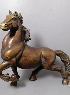 古董古玩仿古铜加厚马摆件一马当先居家收藏乡下收老物件