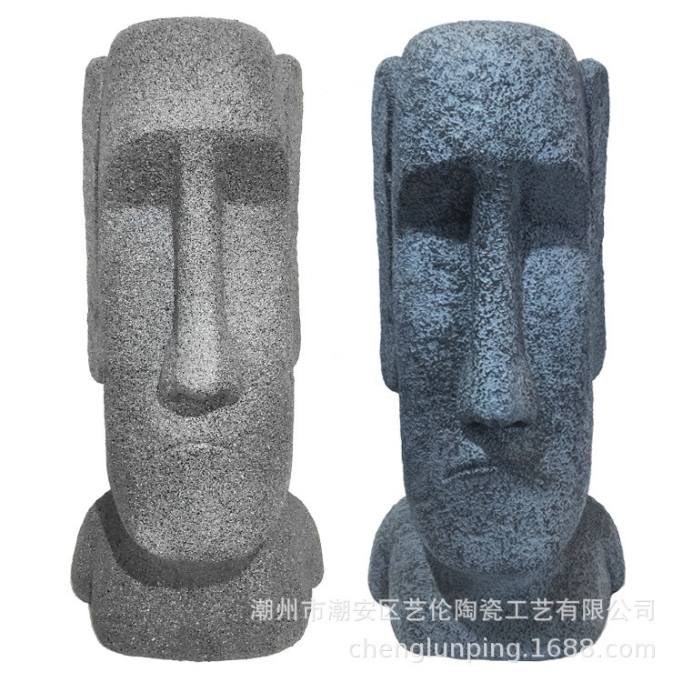 简约砂岩人头身艺术装饰品玻璃钢摆设中式创意户外园林工艺品摆件