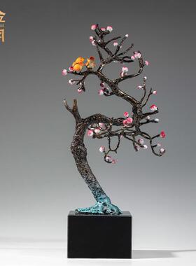 铜艺坊喜上眉梢喜鹊小鸟铜摆件家居客厅装饰金属铜工艺品乔迁送礼