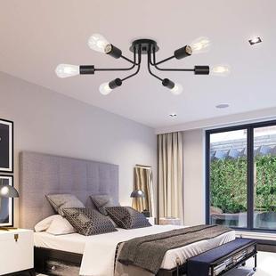 eBay美式 复古铁艺工业风吸顶灯客厅餐厅铁艺枝形弯管吊灯