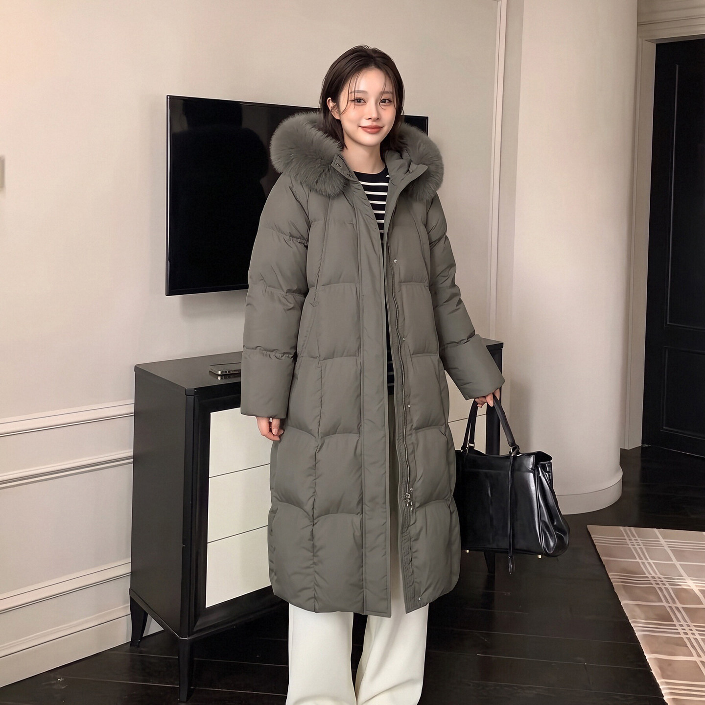 SIYU斯羽高级感狐狸毛毛领羽绒服