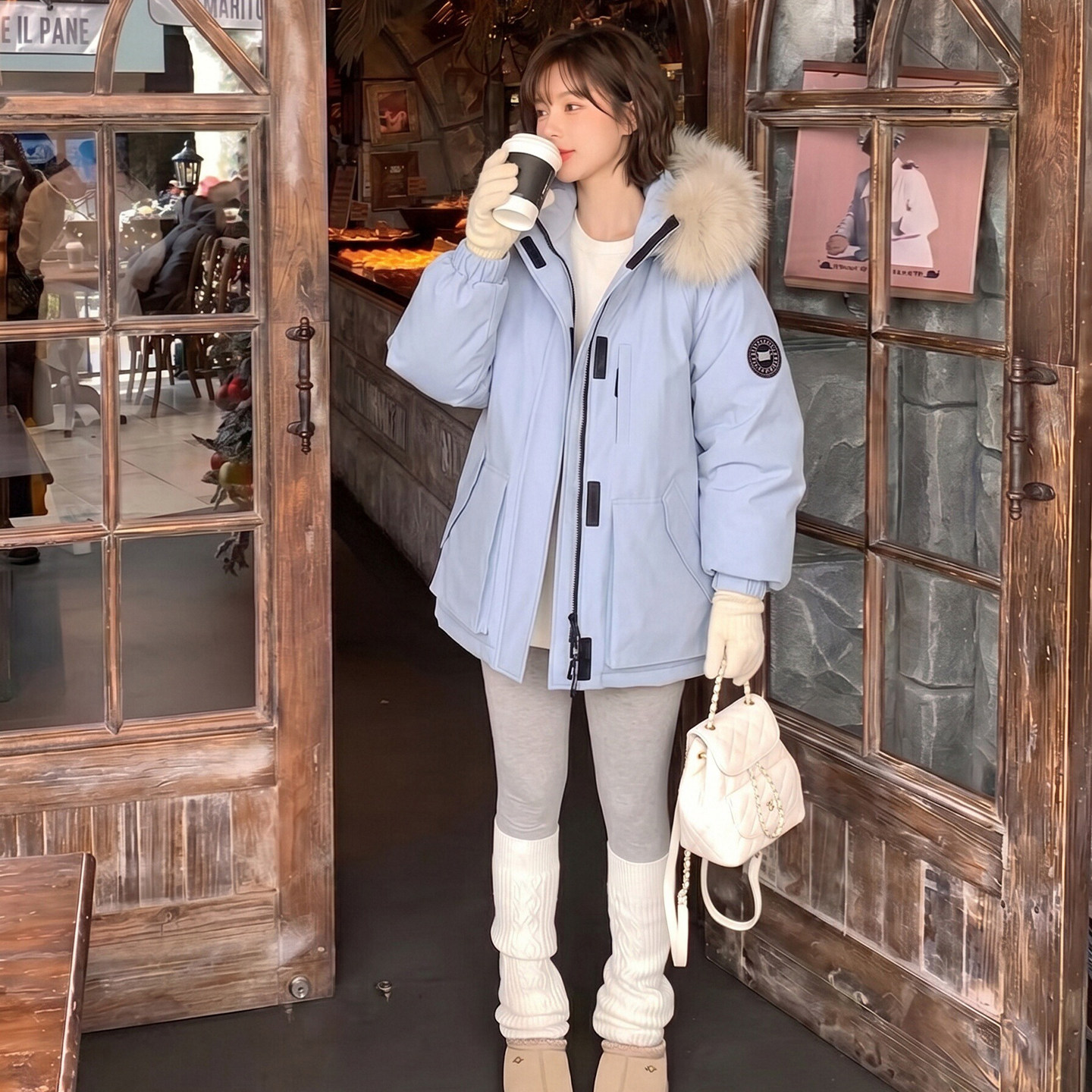 SIYU斯羽 90白鸭绒2026新款短款冬季大毛领派克工装外套羽绒服女