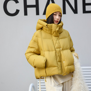 晶岩短款连帽羽绒服女90绒加厚保暖2025新款冬季外套鸭绒-7032