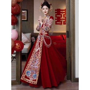 重工奢华丝绒秀禾服中式婚服新娘结婚礼服高端撞色嫁衣敬酒服秀和