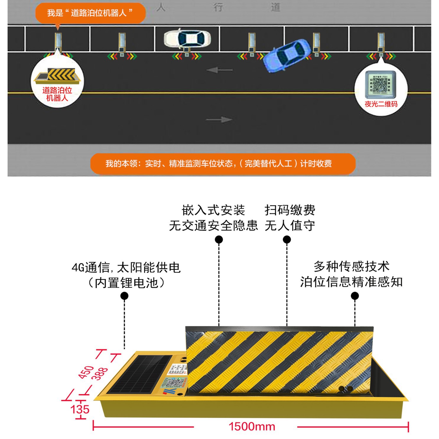 小区停车位收费管理方案防尘罩设计太阳能免布线地埋式车位锁