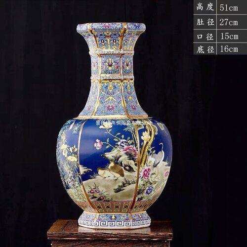 景德镇陶瓷器花瓶客厅插花摆件仿古中式大号粉彩电视柜书房博古架
