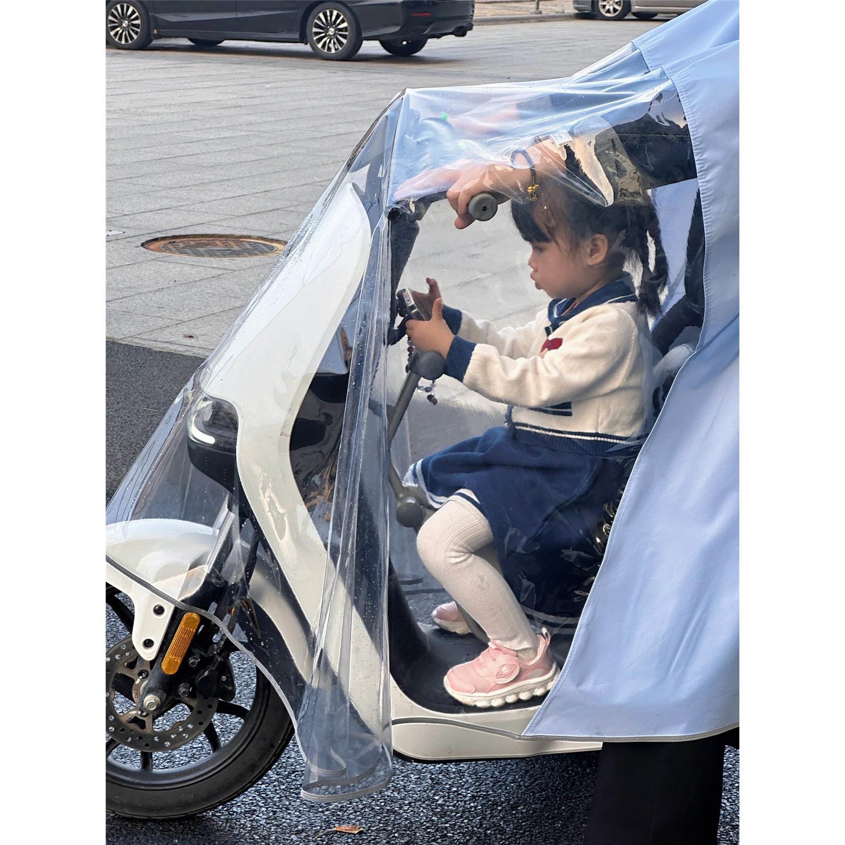 双人亲子母子电动车雨衣女款单长版全身防暴雨带小孩骑行雨披