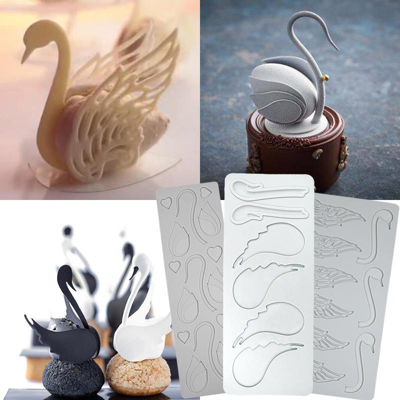 天鹅巧克力硅胶模具翻糖蕾丝垫意境菜分子料理冷菜装饰脆片模具