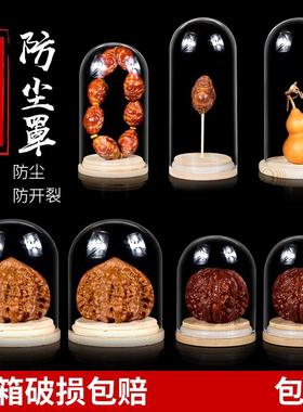 文玩玻璃罩防尘密封罩核桃手串核雕单籽防开 裂收纳瓶圆形摆件包