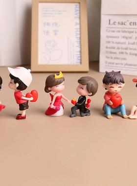 创意情侣摆件结婚装饰创意礼品微景观装饰品蛋糕生日圣诞礼物公仔