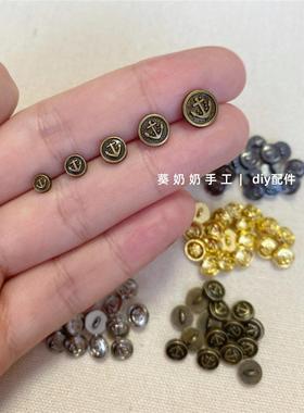 4/5/6/7/8mm迷你船锚金属纽扣ob11BJD小布娃娃衣服装饰配件辅料