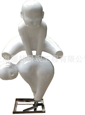 供应玻璃钢童趣抽象雕塑 儿童人物滚铁环雕塑 跳马斗鸡雕塑