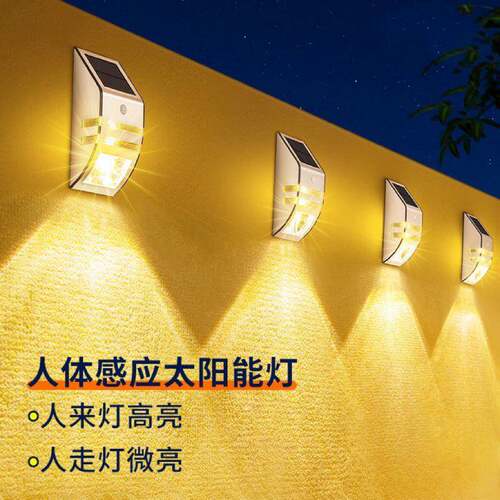 太阳能庭院户外灯外墙家用庭院灯壁灯防水室外新款照明人体感应灯