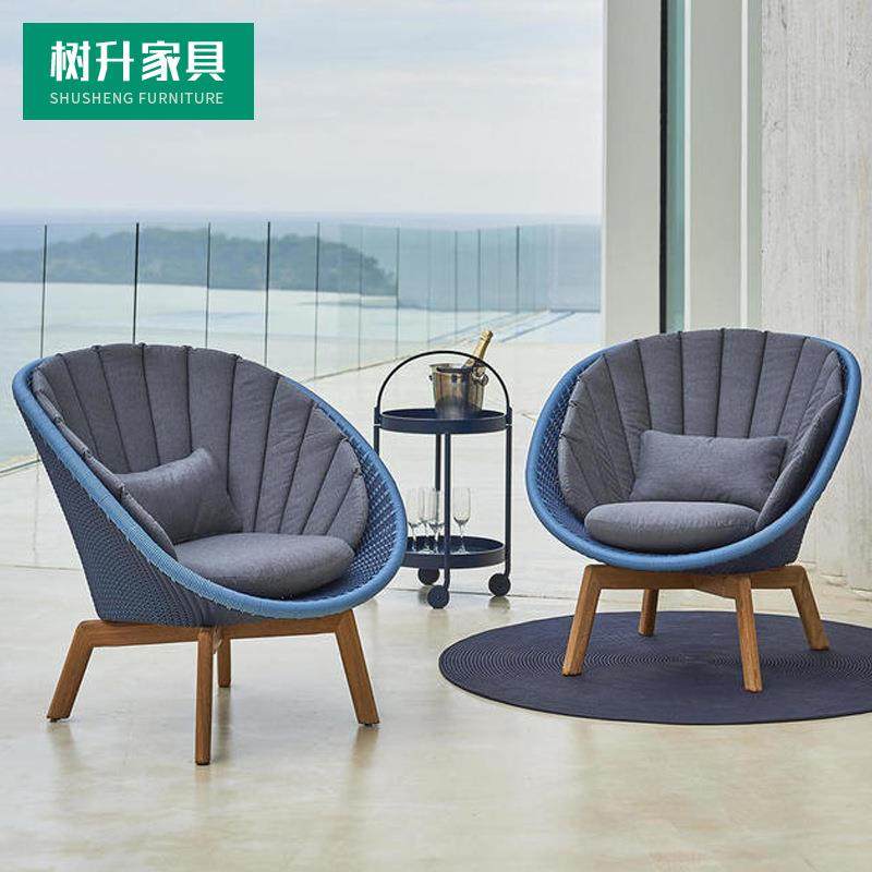 北欧户外休闲沙发室外庭院懒人躺椅花园藤编休闲柚木坐椅茶几组合,商业/办公家具,商用藤编家具,淘宝优惠券,粉丝福利购,淘宝优惠卷