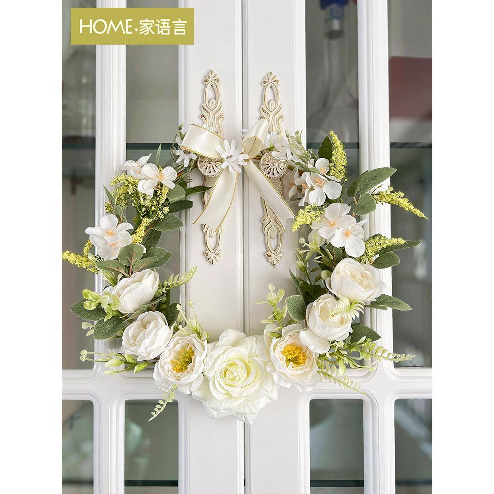 浪漫唯美花艺装饰挂件摆设家居室内假花仿真玫瑰卧室婚房门上挂花