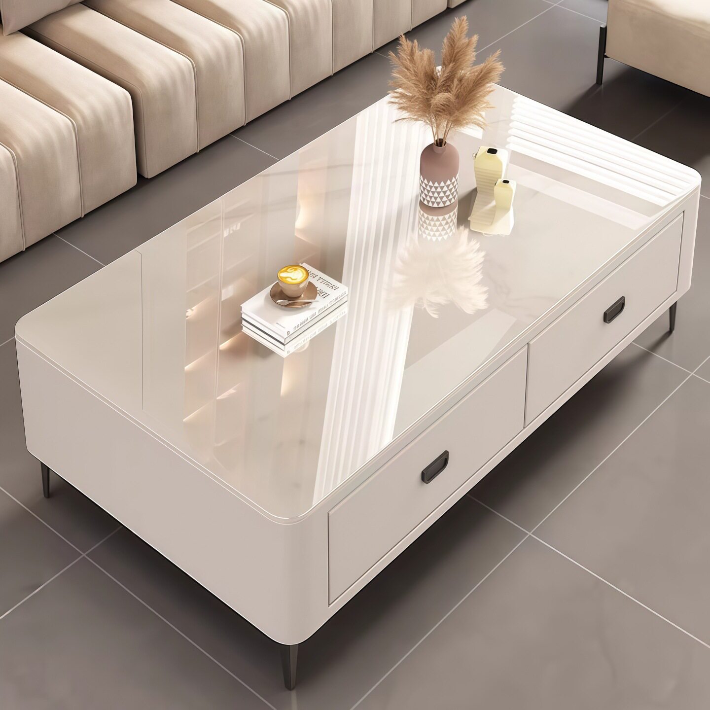 岩板茶几客厅家用2026新款轻奢高级感小户型实木茶几桌电视柜组合