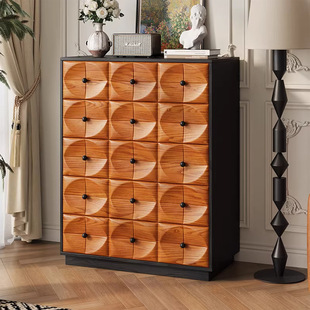 中古风斗柜家用玄关收纳柜轻奢客厅靠墙餐边柜卧室高低床尾组合柜