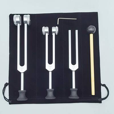 128HZ256HZ512HZ铝合金音叉套装音叉金色3支音叉带底座