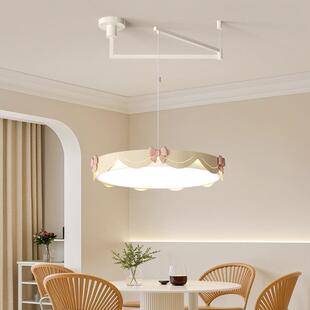 餐厅吊灯简约现代奶油风法式摇臂可移位餐桌灯高级护眼全光谱吊灯