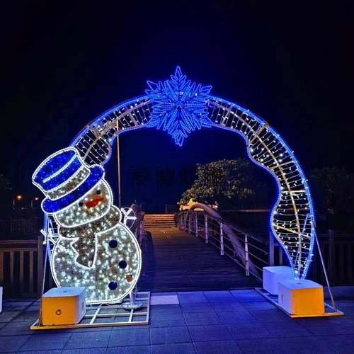 户外工程亮化圣诞节日灯户外拱门灯饰LED雪人拱门造型灯