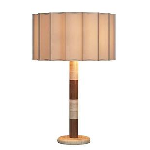 中古百褶灯罩堆积木黄洞石柱台灯落地灯复古阅读客厅背景氛围灯具