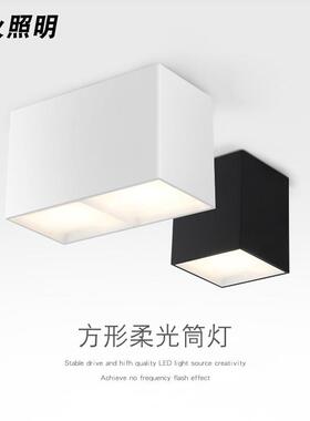 免开孔led明装筒灯双头吸顶式斗胆灯家用客厅卧室过道方形天花灯