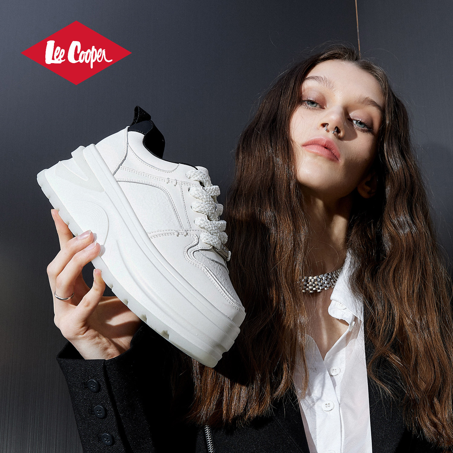 Lee Cooper厚底板鞋女2026新款春季增高百搭小白鞋女士